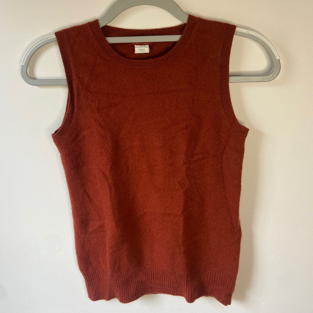 J Crew JCrew Red Orange 100% Cashmere Sweater Vest Knit Tank Small